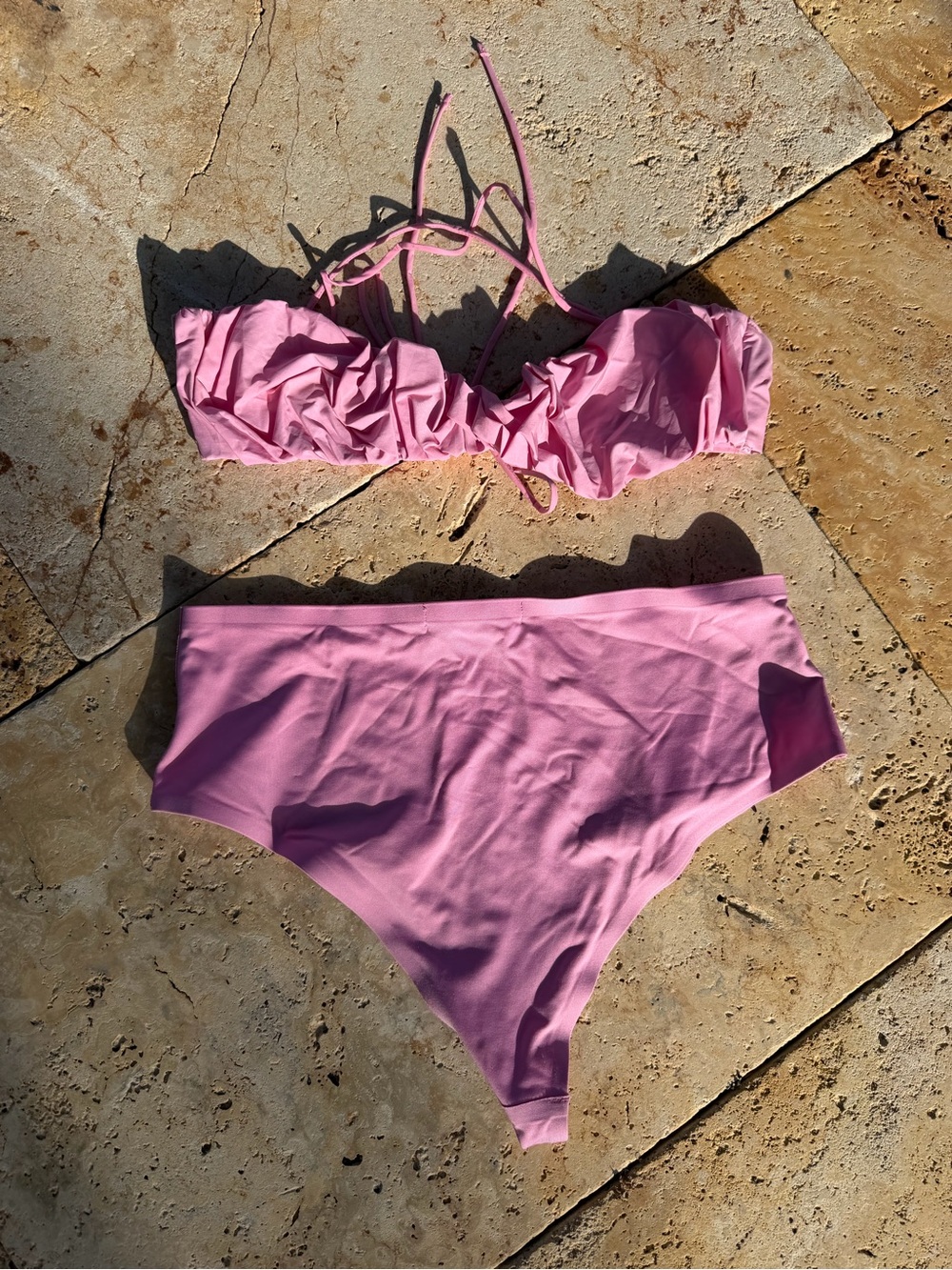 Pink Ruched Two-Piece Bikini Set - Mango - Picture 2 of 2